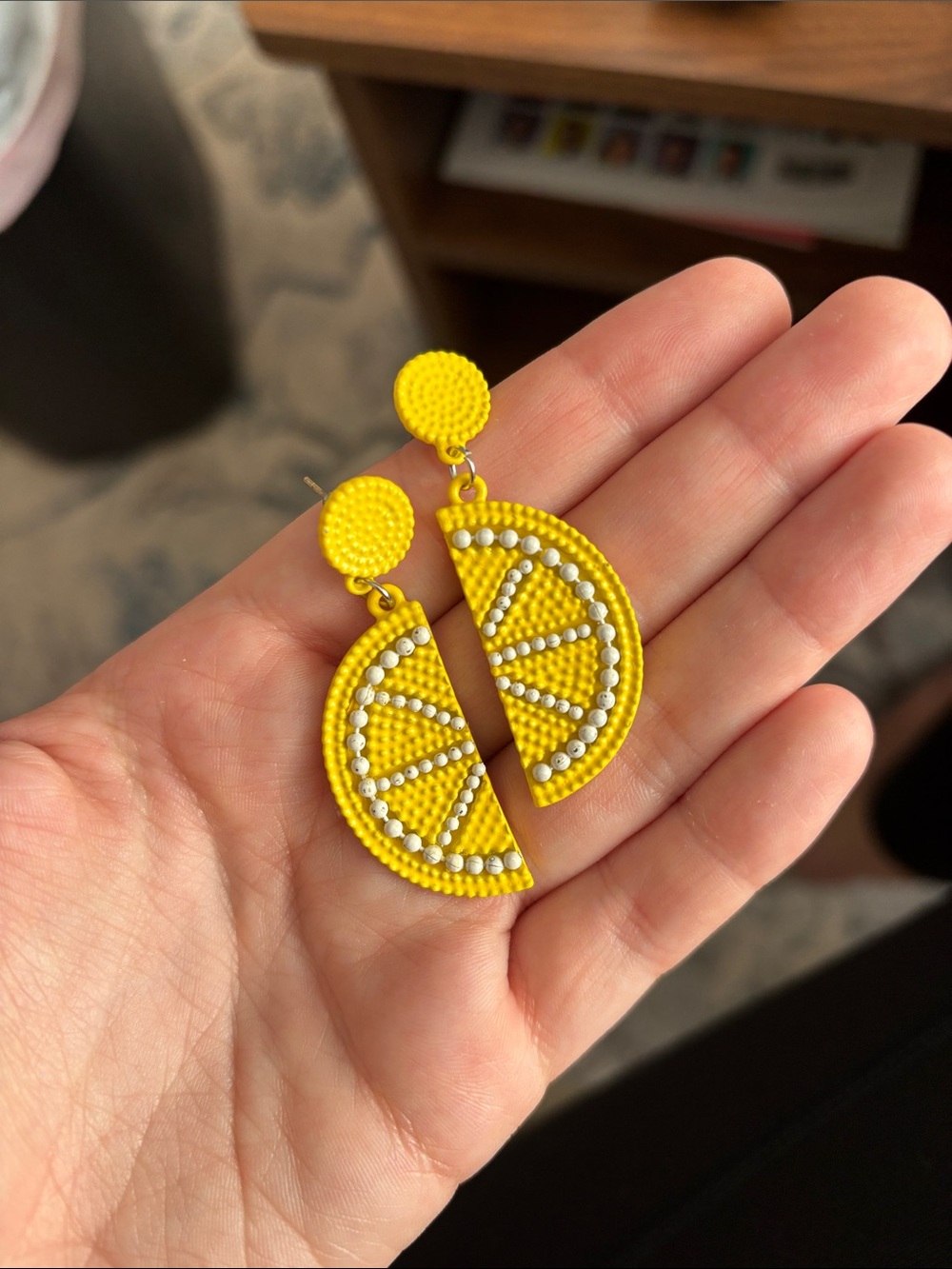 Yellow Lemon Slice Dangle Earrings - Women Jewelry